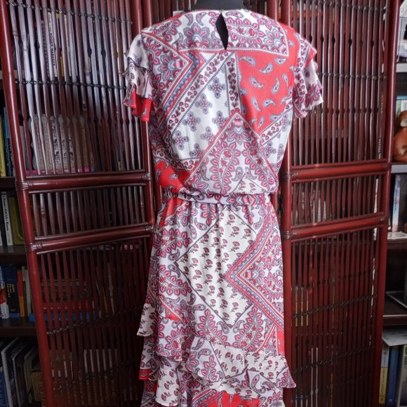 CK, Calvin Klein Red Paisley Dress - Picture 3 of 7